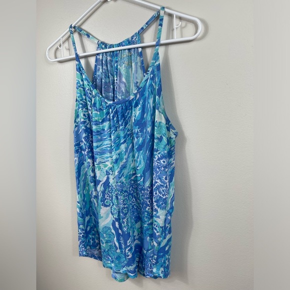 Lilly Pulitzer Lacy Tank Hey Hey Soleil Blue Green Patterned Sleeveless Sz S - Picture 4 of 9